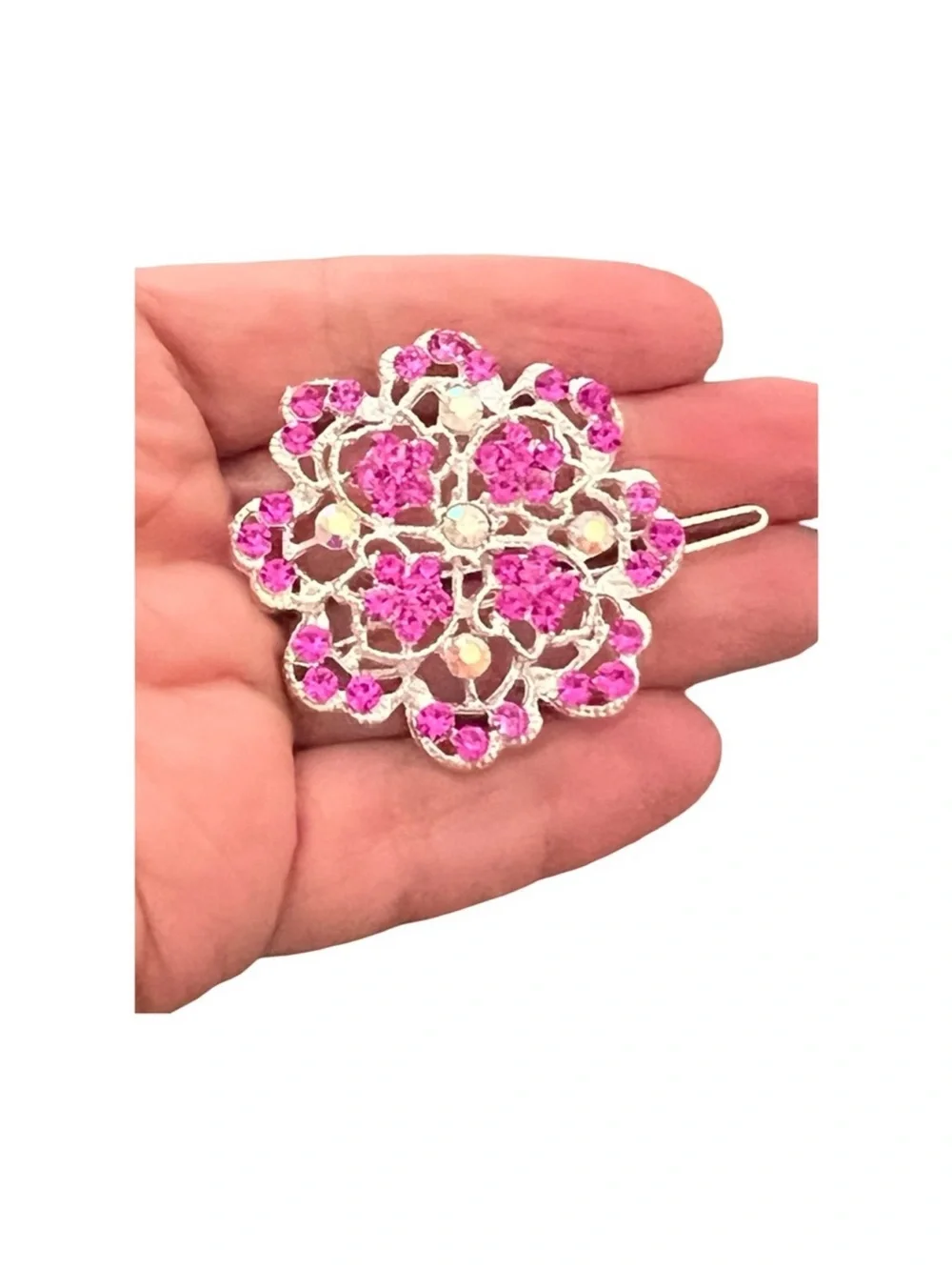 Pink Rhinestone Floral Hair Clip - Women Jewelry FINAL PRICE DROP
